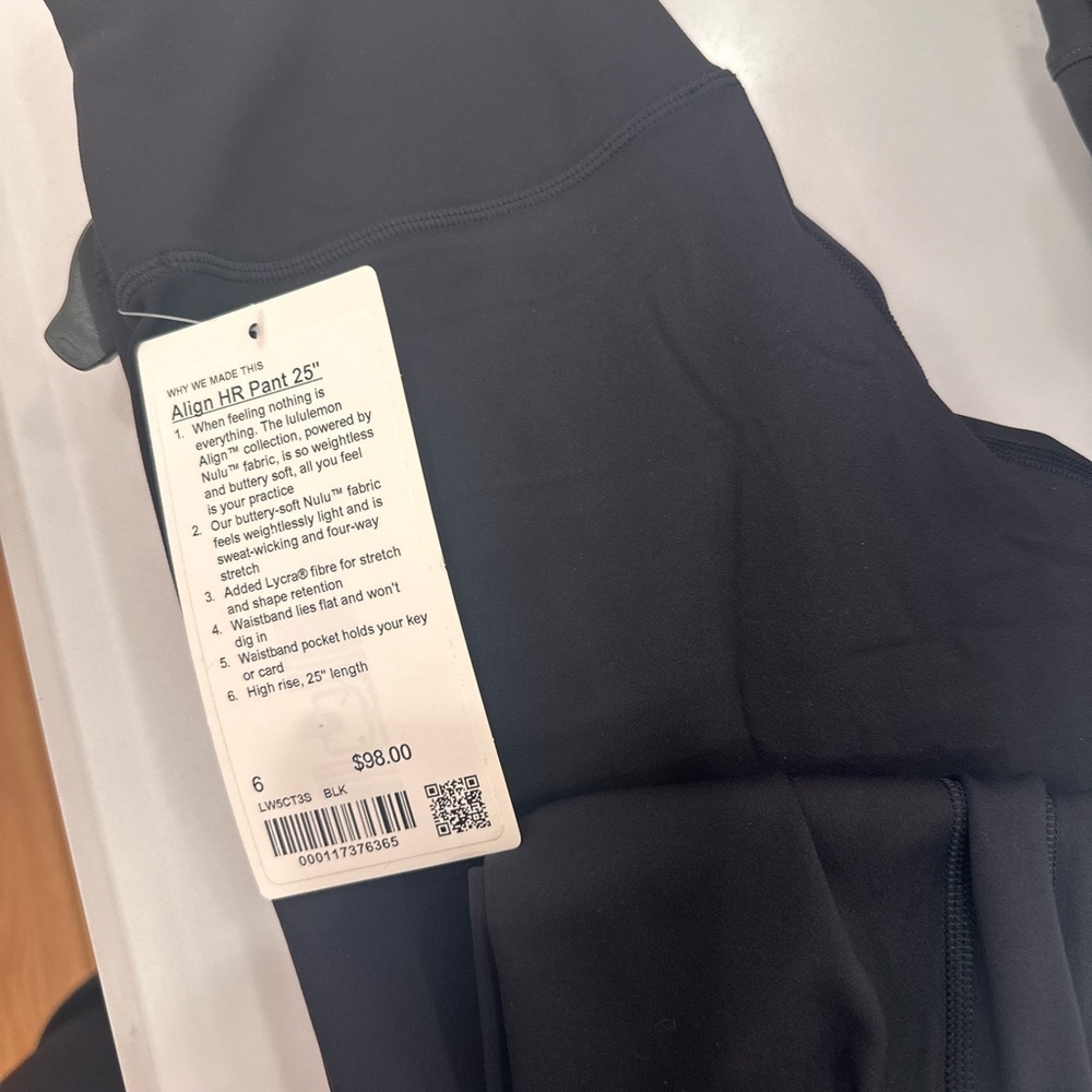 LULULEMON ALIGN 25” BLACK NWT - Picture 3 of 3